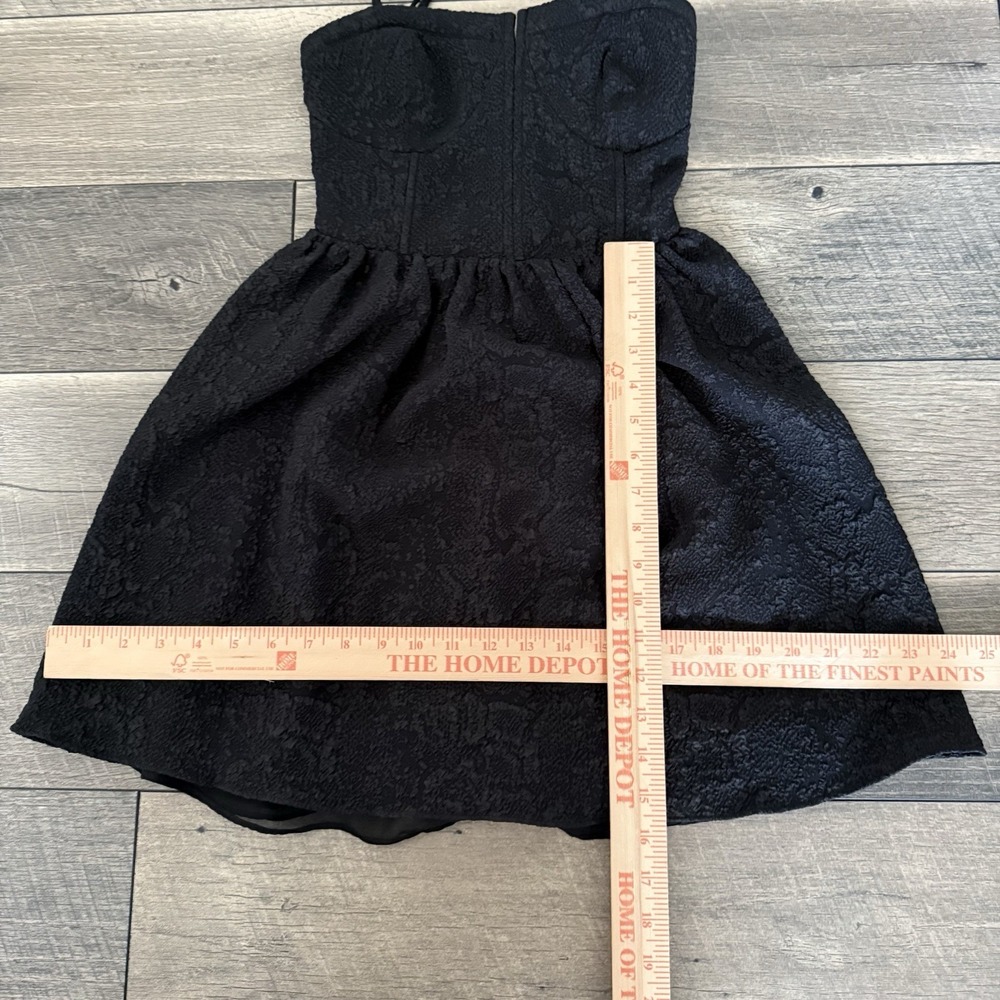 Bar III Black Jacquard Bustier Fit & Flare Mini Dress XS Adjustable Straps Party - Picture 4 of 10